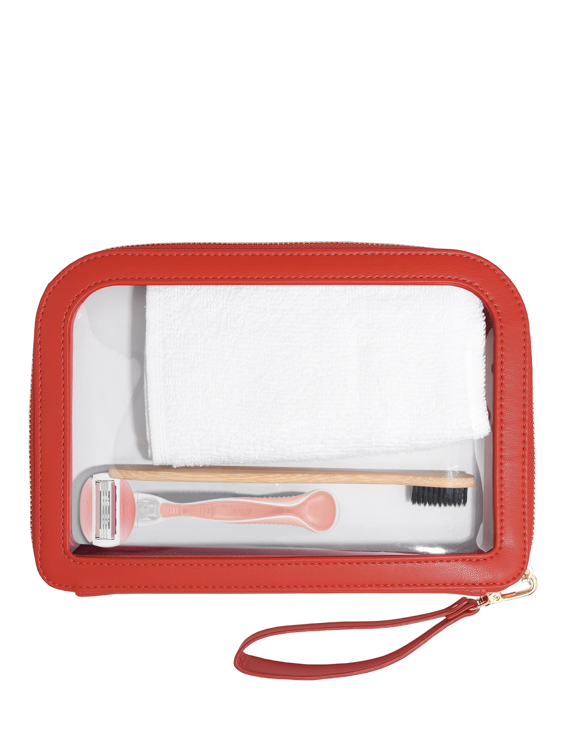 Product image 2 of 4, which shows Stackers Heart Trio Wash Bag Set, Pink/Red