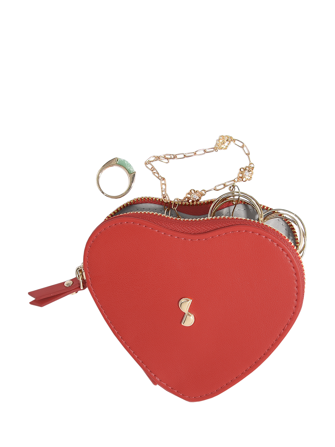 Product image 4 of 4, which shows Stackers Heart Trio Wash Bag Set, Pink/Red