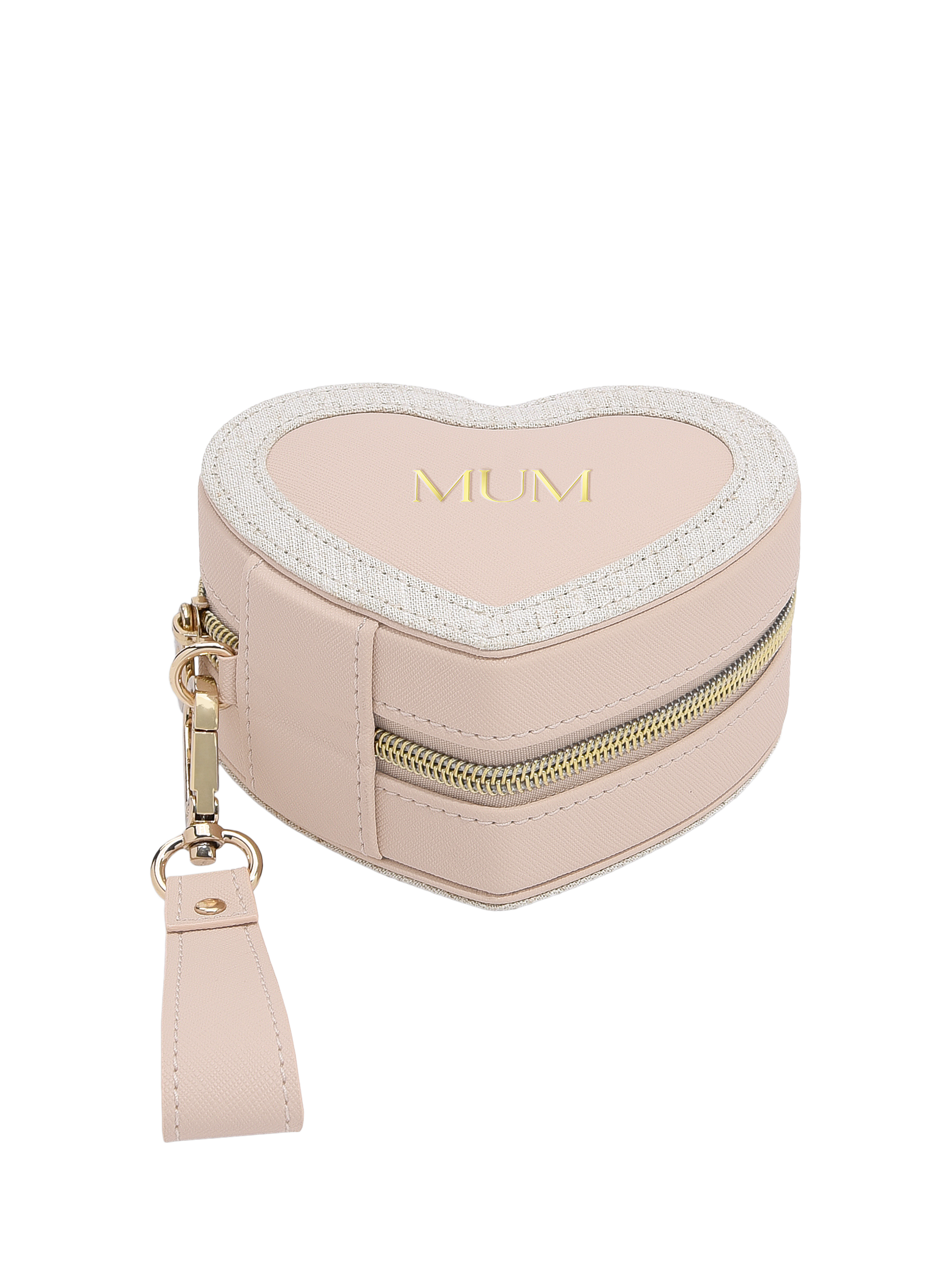 Stackers Mum Heart Travel Jewellery Box, Pink/Linen