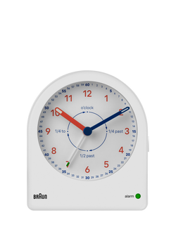 Braun Kids' BC22 Analogue Time Teacher Alarm Clock, White, White