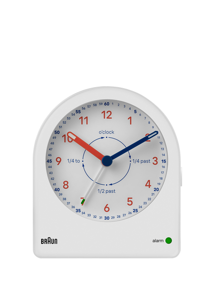 Braun Kids' BC22 Analogue Time Teacher Alarm Clock, White, White