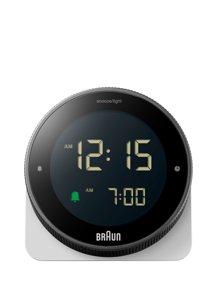 Braun BC24 Rotating Bezel Digital Alarm Clock, White, White