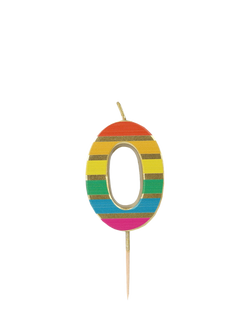 Talking Tables Rainbow Stripe Number Candle, 0, Multi