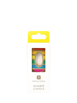 Talking Tables Rainbow Stripe Number Candle, 0 - view 2, Multi