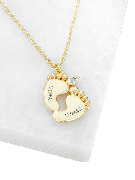 Treat Republic Personalised Baby Feet Necklace - view 2, Multi