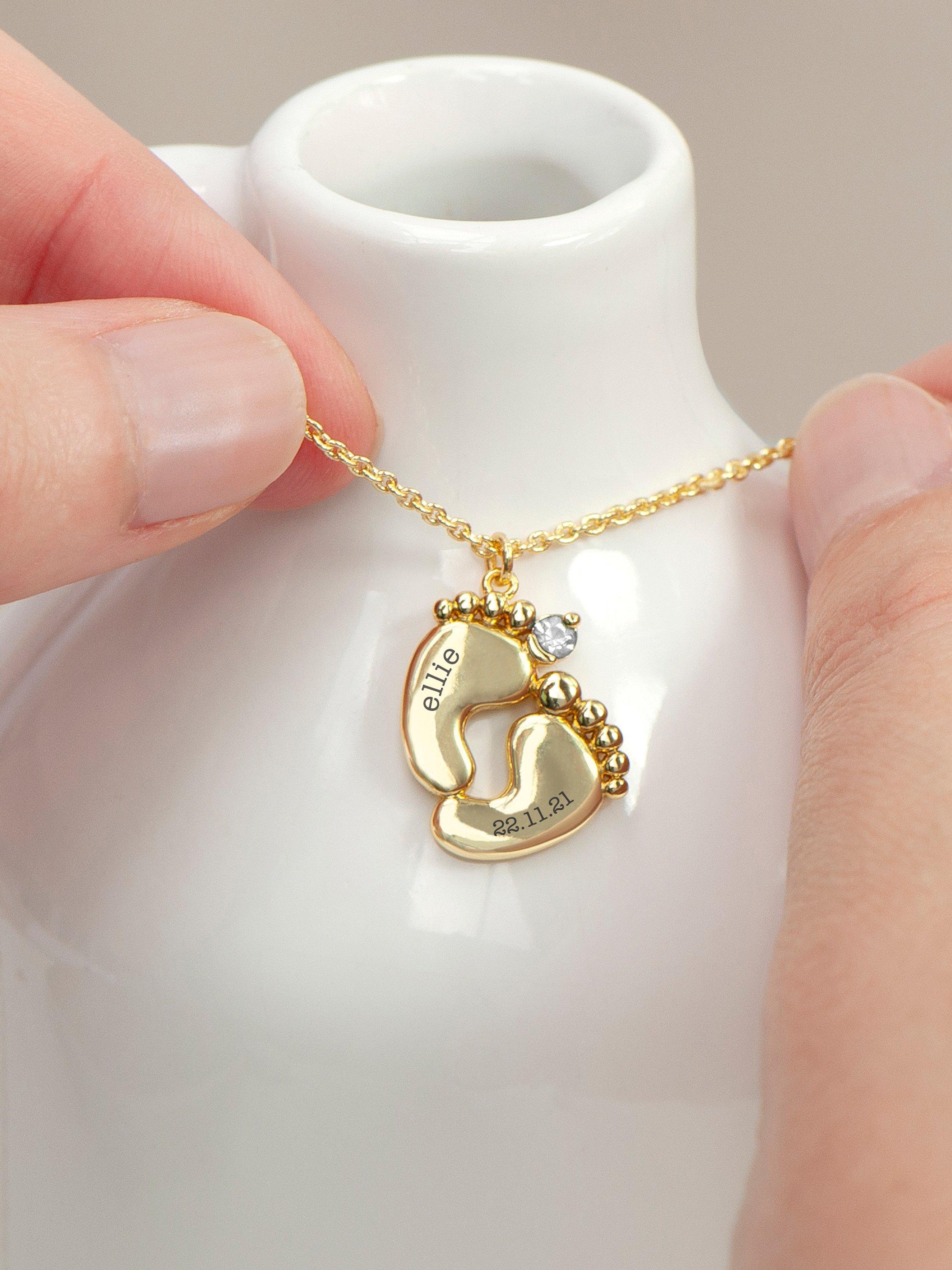 Product image 3 of 5, which shows Treat Republic Personalised Baby Feet Necklace