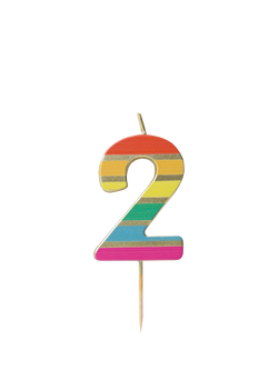 Talking Tables Rainbow Stripe Number Candle, 2, Multi