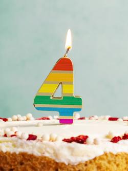 Talking Tables Rainbow Stripe Number Candle, 4 - view 2, Multi