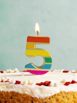 Talking Tables Rainbow Stripe Number Candle, 5 - view 2, Multi