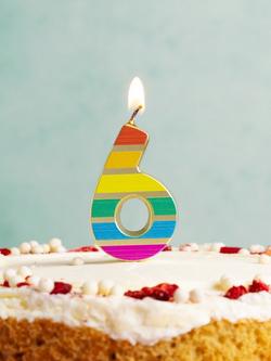 Talking Tables Rainbow Stripe Number Candle, 6 - view 2, Multi
