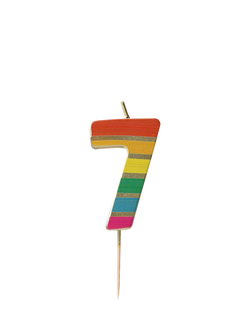 Talking Tables Rainbow Stripe Number Candle, 7, Multi