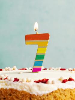 Talking Tables Rainbow Stripe Number Candle, 7 - view 2, Multi