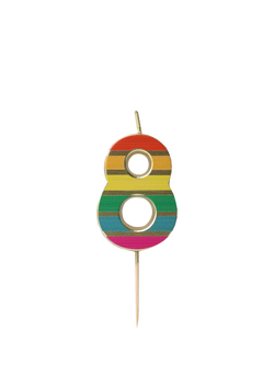 Talking Tables Rainbow Stripe Number Candle, 8, Multi