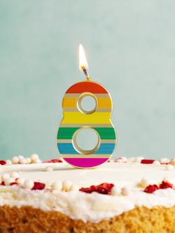 Talking Tables Rainbow Stripe Number Candle, 8 - view 2, Multi