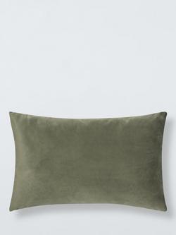 John Lewis Rectangular Velvet Cushion, Khaki