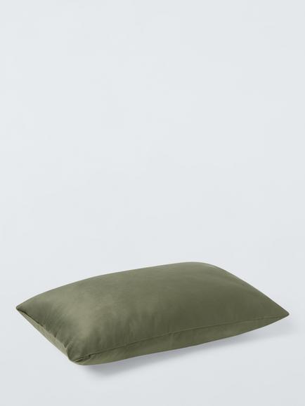 John Lewis Rectangular Velvet Cushion - view 2, Khaki
