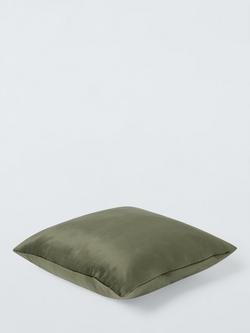 John Lewis Square Velvet Cushion - view 2, Green Khaki