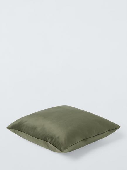 John Lewis Square Velvet Cushion - view 2, Green Khaki