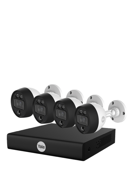 Yale 4 Smart Motion Camera CCTV Kit with 8 Channel XVR, White, White / Black