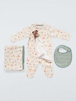 John Lewis Baby Animal Sleepsuit, Bib, Blanket and Bear Comforter Gift Set, Multi