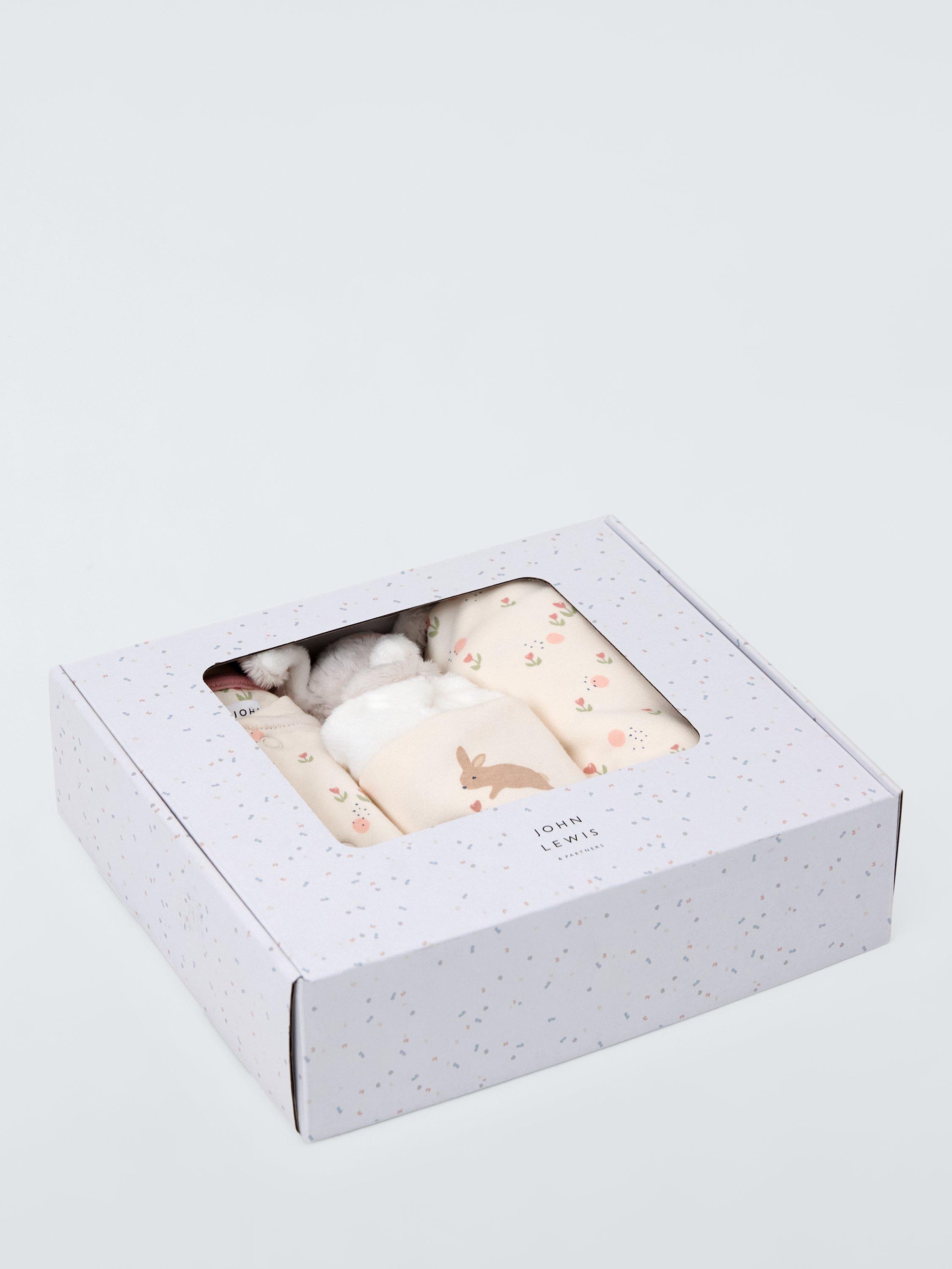 Product image 4 of 4, which shows John Lewis Baby Floral Bunny Sleepsuit, Bib, Blanket and Bunny Comforter Gift Set