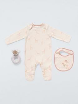 John Lewis Baby Giraffe Sleepsuit, Bib and Giraffe Toy Gift Set, Multi