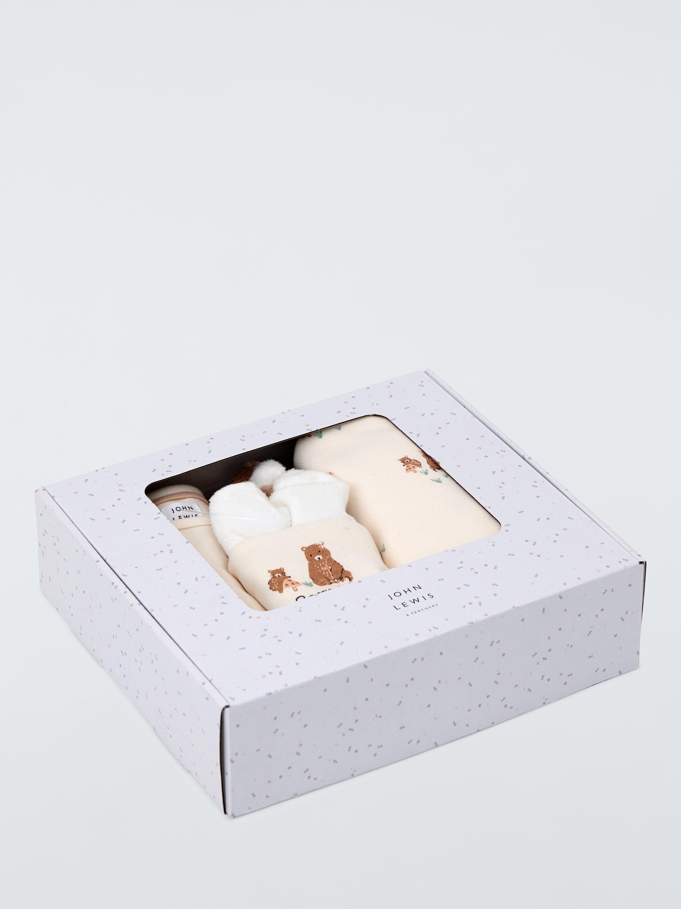 Product image 4 of 4, which shows John Lewis Baby Born in 2025 Sleepsuit, Bib, Blanket and Bear Comforter Gift Set, Multi