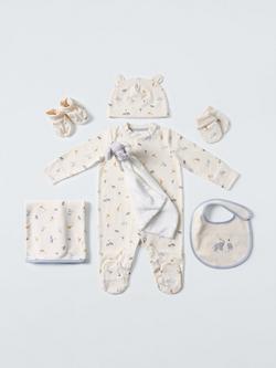 John Lewis Baby Safari Sleepsuit, Hat, Bib, Blanket, Mitts, Booties, Elephant Toy Gift Set, Multi