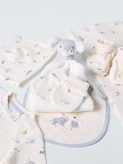 John Lewis Baby Safari Sleepsuit, Hat, Bib, Blanket, Mitts, Booties, Elephant Toy Gift Set - view 2, Multi