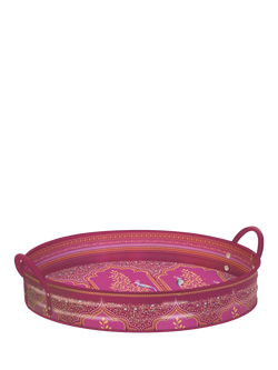 Sara Miller India Scalloped Archways Large Handle Steel Tray, Pink/Multi, Multi