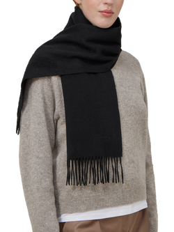 Mulberry Fringed Cashmere Scarf - view 2, Black