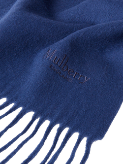 Mulberry Small Solid Merino Wool Scarf - view 2, Stormy Blue