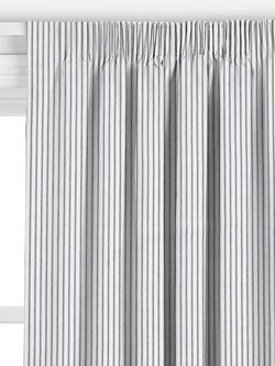 John Lewis Ticking Stripe Made to Measure Curtains or Roman Blind, Blue - view 2, Blue