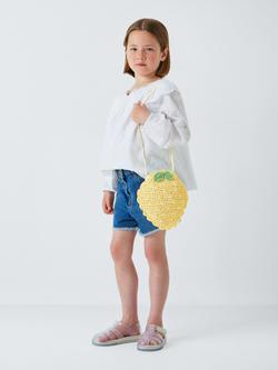 John Lewis Kids' Lemon Paper Straw Bag, Yellow - view 2, Yellow