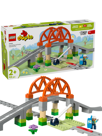 LEGO DUPLO Train Bridge and Tracks Expansion Set Toy 10426, Multi