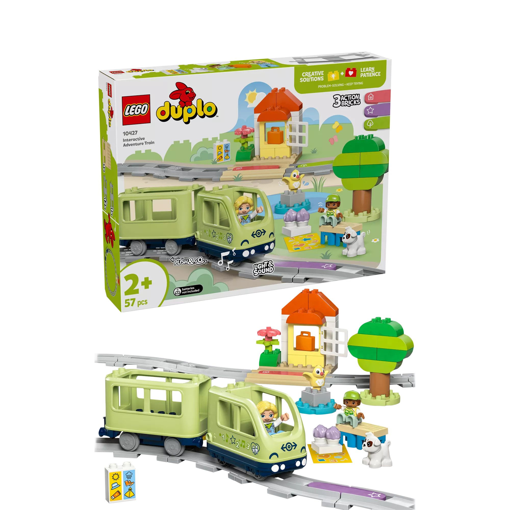 LEGO DUPLO Interactive Adventure Train set 10427 with track, station, figures, dog and push-and-go train engine