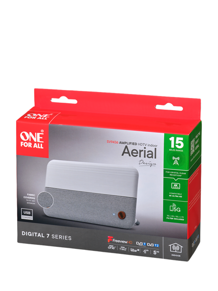 One For All SV9436 Amplified Indoor Aerial for Digital TV, HD - view 2, Grey