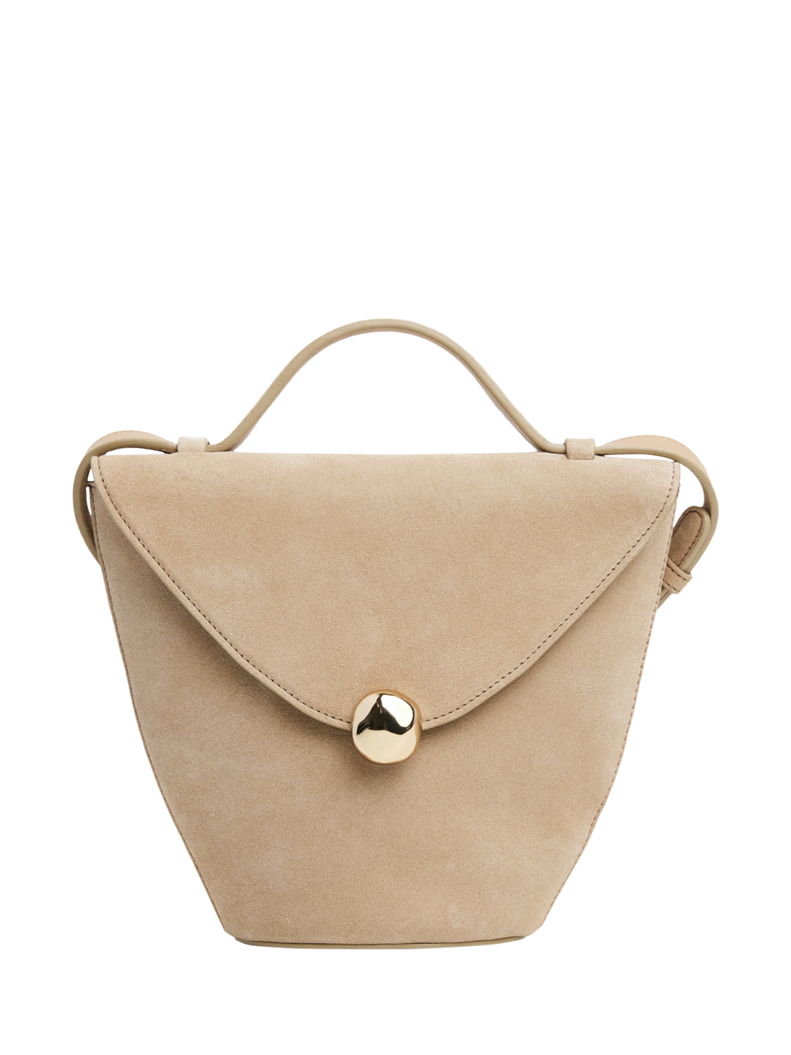 Product image 1 of 7, which shows Flattered Evelina Suede Crossbody Bag, Sand