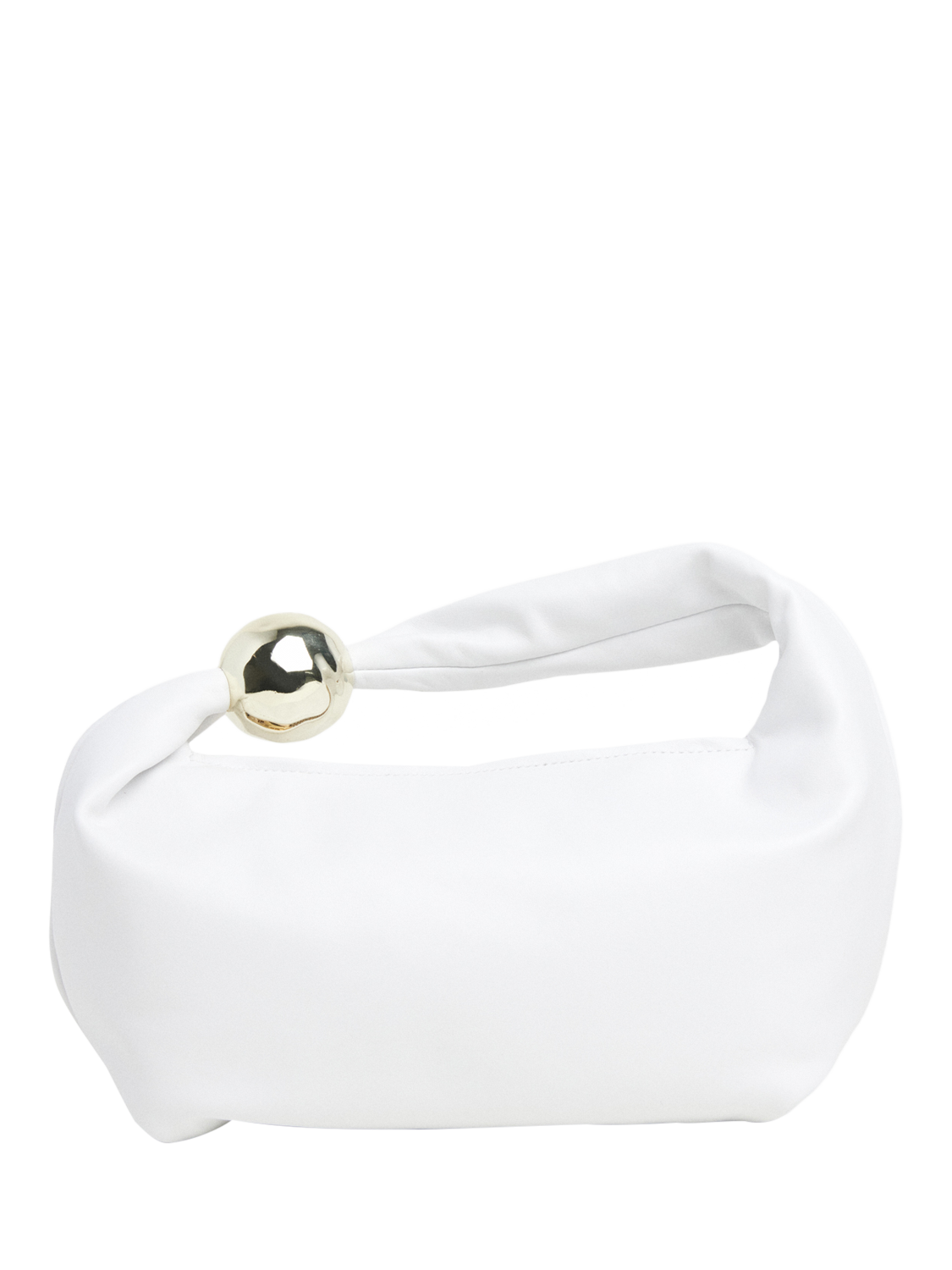 Product image 1 of 7, which shows Flattered Astrid Leather Deco Handle Grab Bag, White