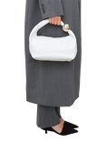 Flattered Astrid Leather Deco Handle Grab Bag, White