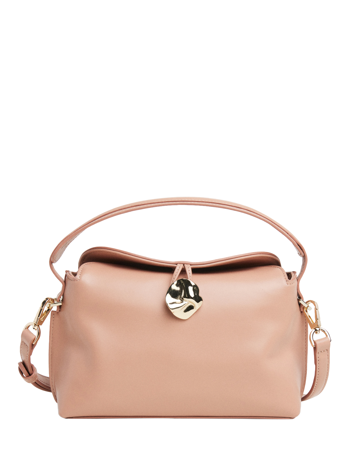 Product image 1 of 9, which shows Flattered Hanna Leather Cross Body Grab Bag, Blush Pink