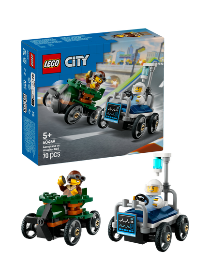 LEGO City Aeroplane vs. Hospital Bed Race Car Pack 60459, Multi