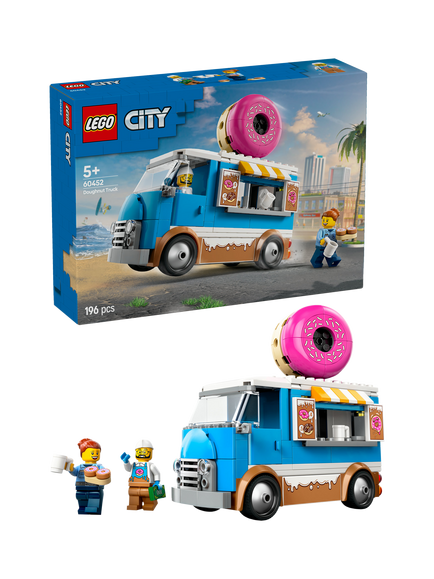 LEGO City Doughnut Truck Toy, Set with 2 Minifigures 60452, Multi