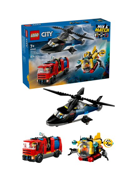 LEGO City Helicopter, Fire Engine & Submarine Remix 60462, Multi