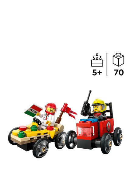 LEGO City Pizza vs. Fire Truck Race Car Pack Toy 60458 - view 2, Multi