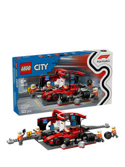 LEGO City F1 Pit Stop & Pit Crew with Ferrari Car Toy 60443, Multi