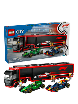 LEGO City F1 Truck with RB20 & AMR24 F1 Cars Playset 60445, Multi
