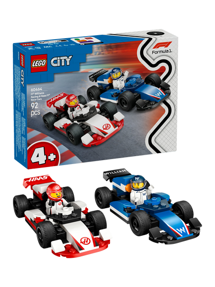 LEGO City F1 Williams Racing & Haas F1 Race Cars Set 60464, Multi