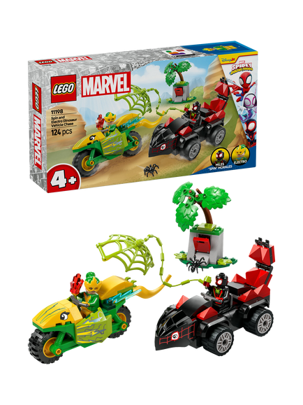 LEGO Marvel Spidey And His Amazing Friends Spin and Electro Dinosaur Vehicle Chase 11198, Multi