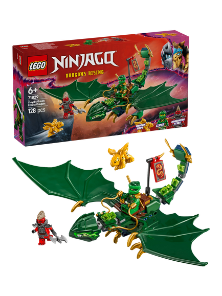 LEGO NINJAGO 71829 Lloyd’s Green Forest Dragon Toy for Kids, Multi